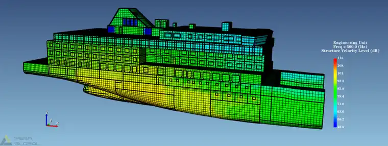 ProNas能量有限元方法在船舶中高频振动噪声分析预测的应用的图13