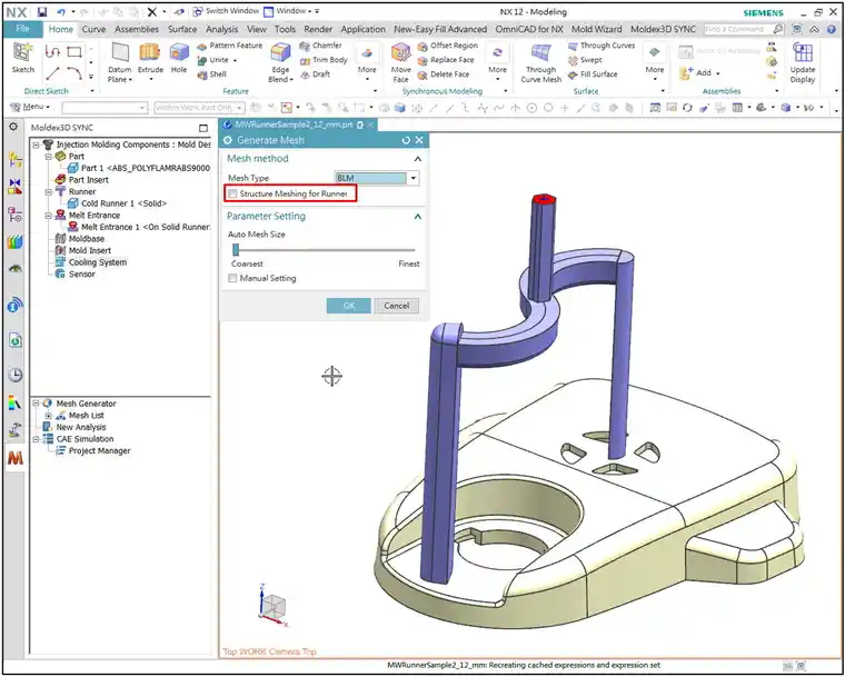Moldex3D SYNC针对西门子NX 建构流道进行结构化网格生成整合功能的图2